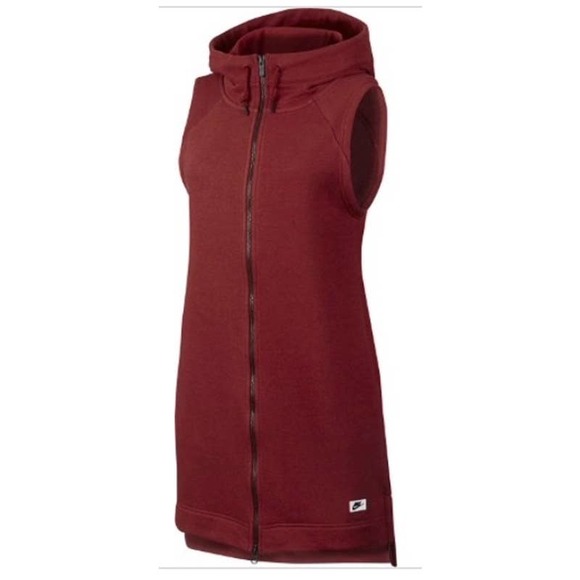 Nike Jackets & Blazers - Nike Women's Modern Full Zip Sport Casual Hooded Vest Burgundy Red Size Medium M